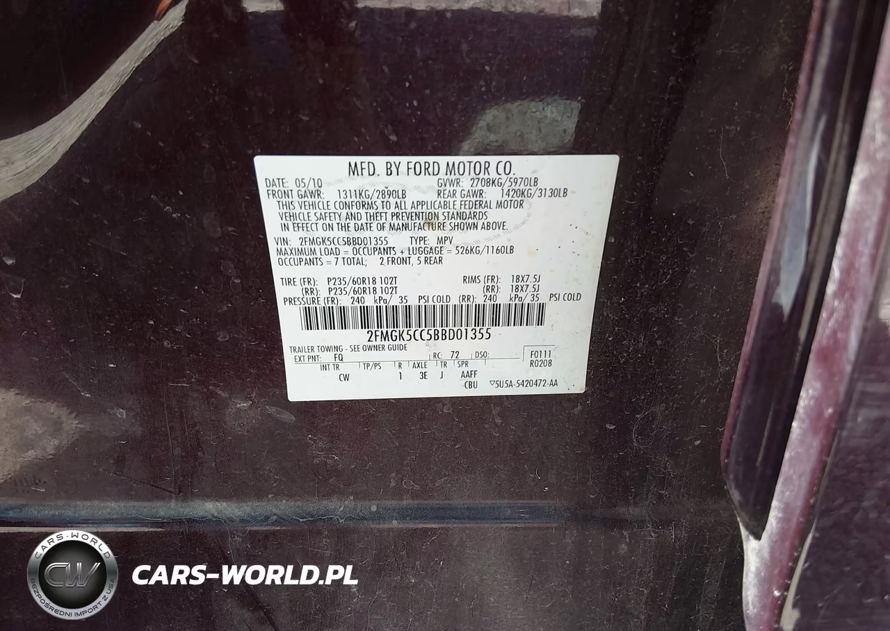 2011 Ford Flex Sel VIN:2FMGK5CC5BBD01355 - 9