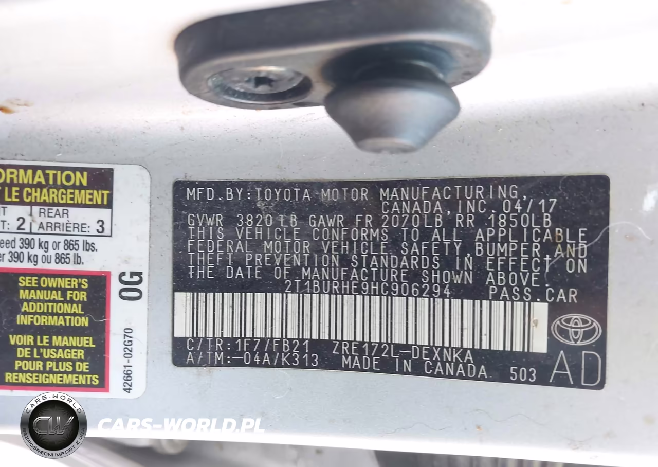 2017 Toyota Corolla Le VIN:2T1BURHE9HC906294 - 9