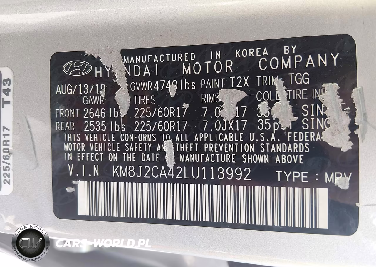 2020 Hyundai Tucson Se VIN:KM8J2CA42LU113992 - 9