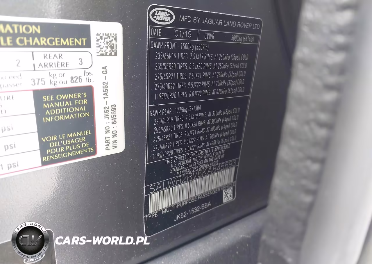 2019 Land Rover Range Rover Sport Hse VIN:SALWR2RV6KA845693 - 9