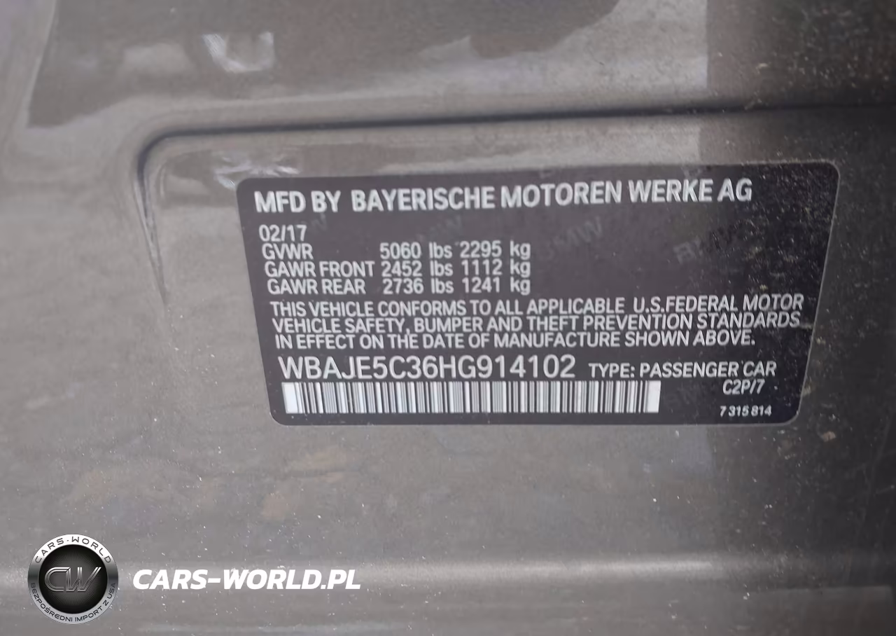 2017 BMW 540I VIN:WBAJE5C36HG914102 - 9