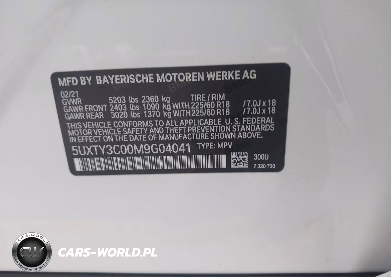 2021 BMW X3 Sdrive30I VIN:5UXTY3C00M9G04041 - 9