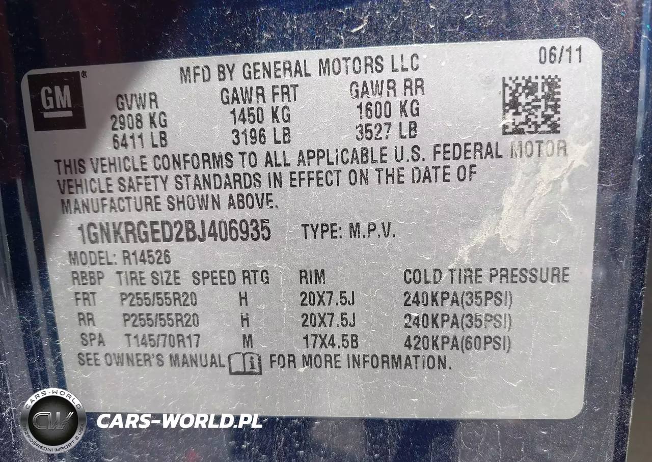 2011 Chevrolet Traverse Lt W-1Lt VIN:1GNKRGED2BJ406935 - 9