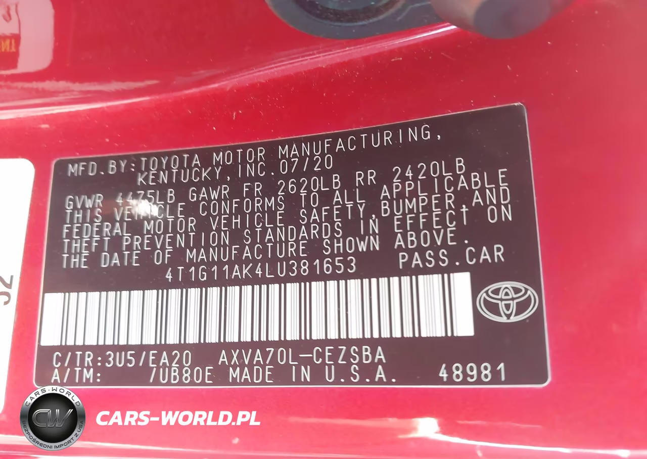 2020 Toyota Camry Se VIN:4T1G11AK4LU381653 - 9