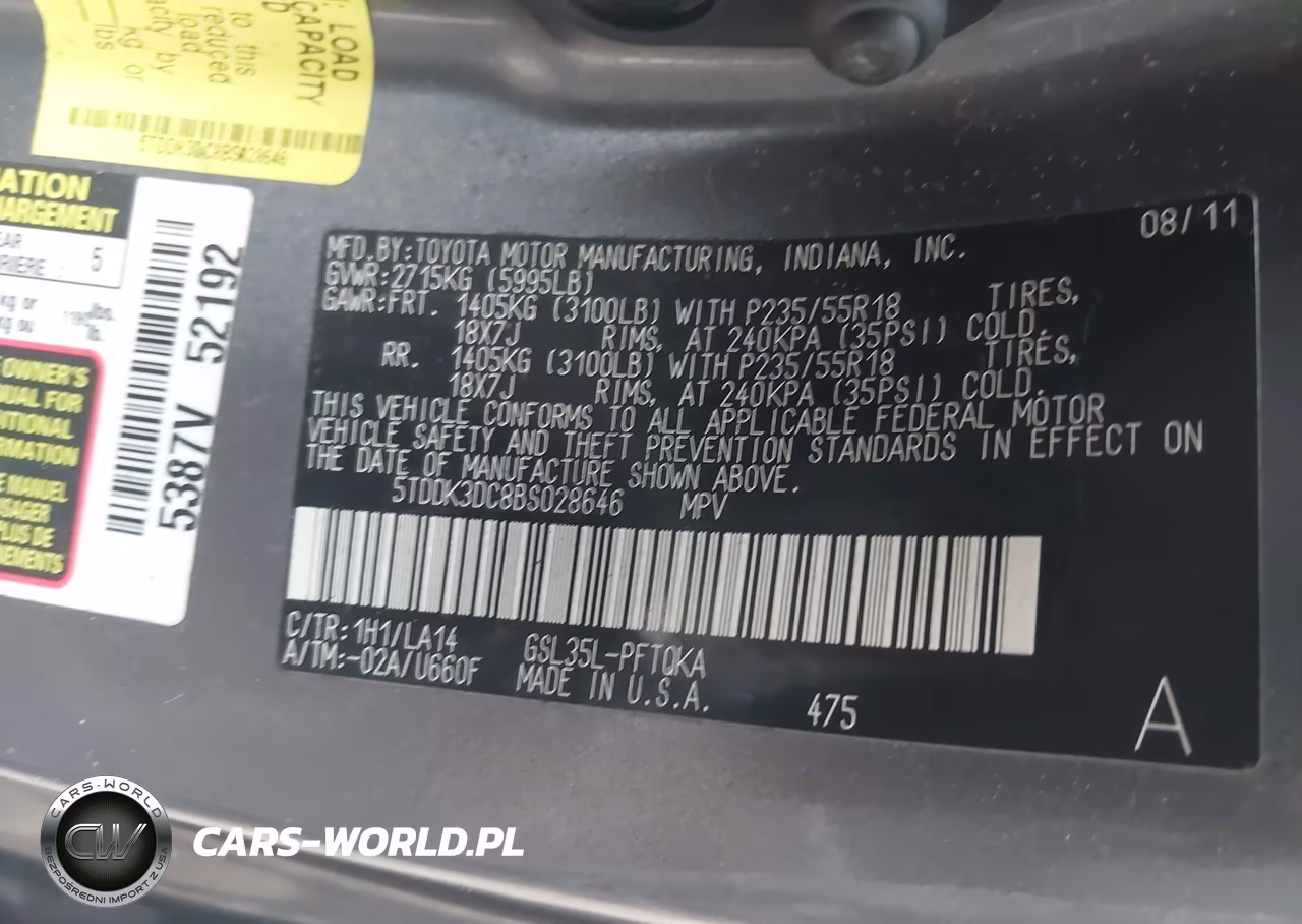2011 Toyota Sienna Limited VIN:5TDDK3DC8BS028646 - 9
