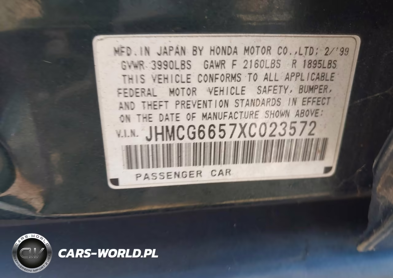 1999 Honda Accord Lx VIN:JHMCG6657XC023572 - 9