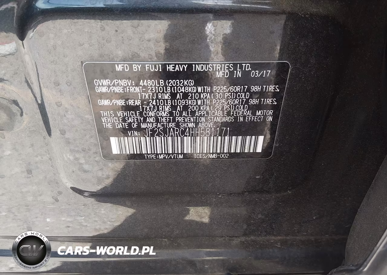 2017 Subaru Forester 2.5I Limited VIN:JF2SJARC4HH581171 - 9