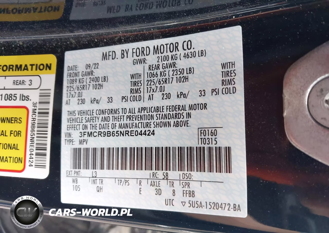 2022 Ford Bronco Sport Big Bend VIN:3FMCR9B65NRE04424 - 9