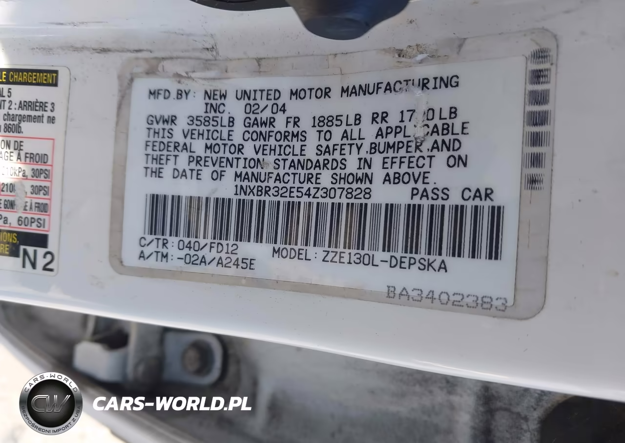 2004 Toyota Corolla S VIN:1NXBR32E54Z307828 - 9
