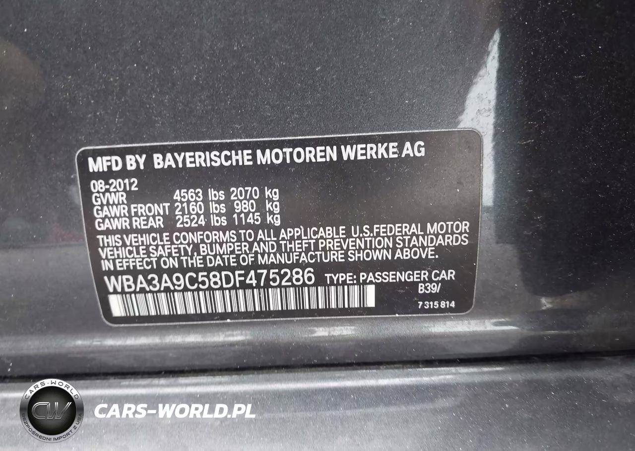 2013 BMW 335I VIN:WBA3A9C58DF475286 - 9