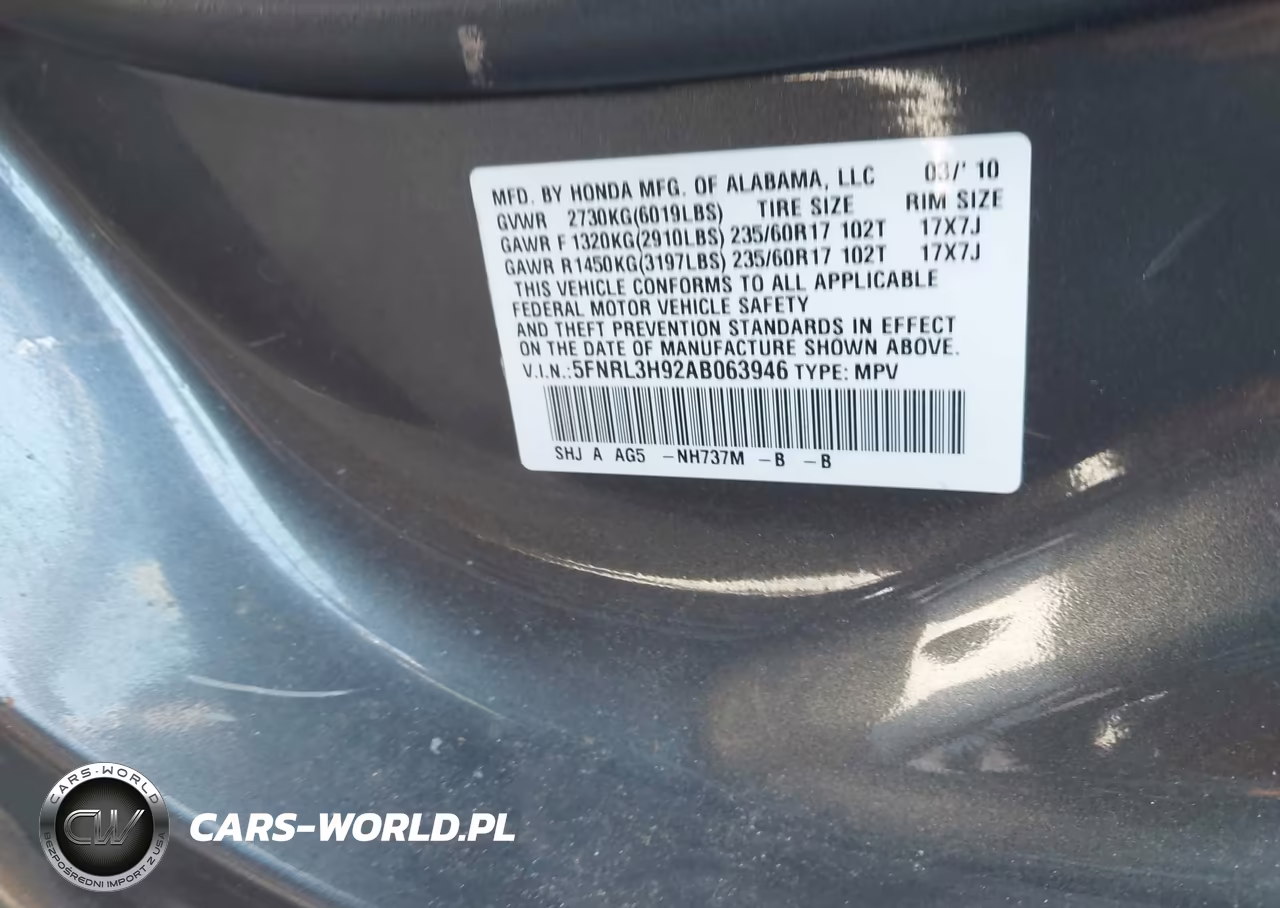 2010 Honda Odyssey Touring VIN:5FNRL3H92AB063946 - 9