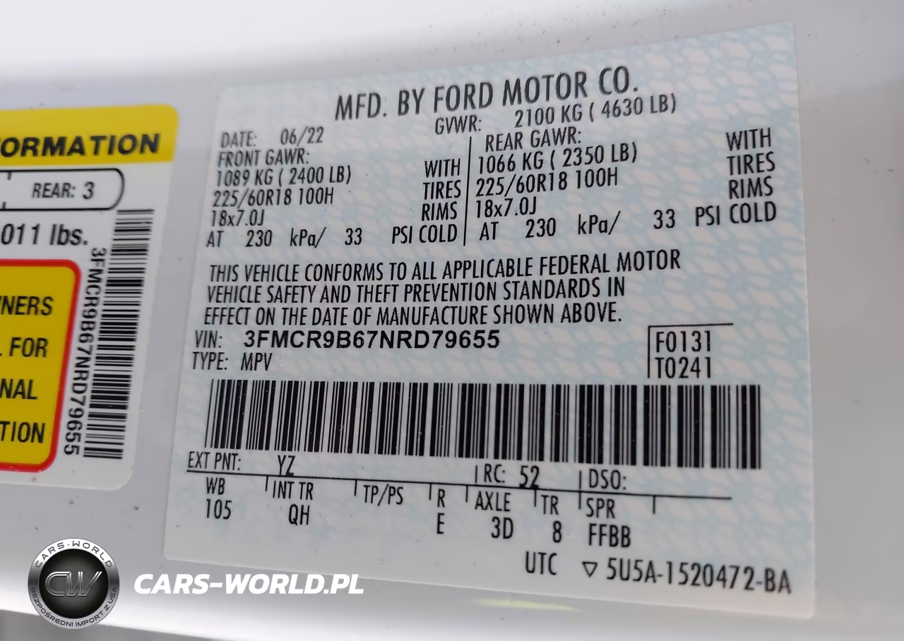 2022 Ford Bronco Sport Big Bend VIN:3FMCR9B67NRD79655 - 9