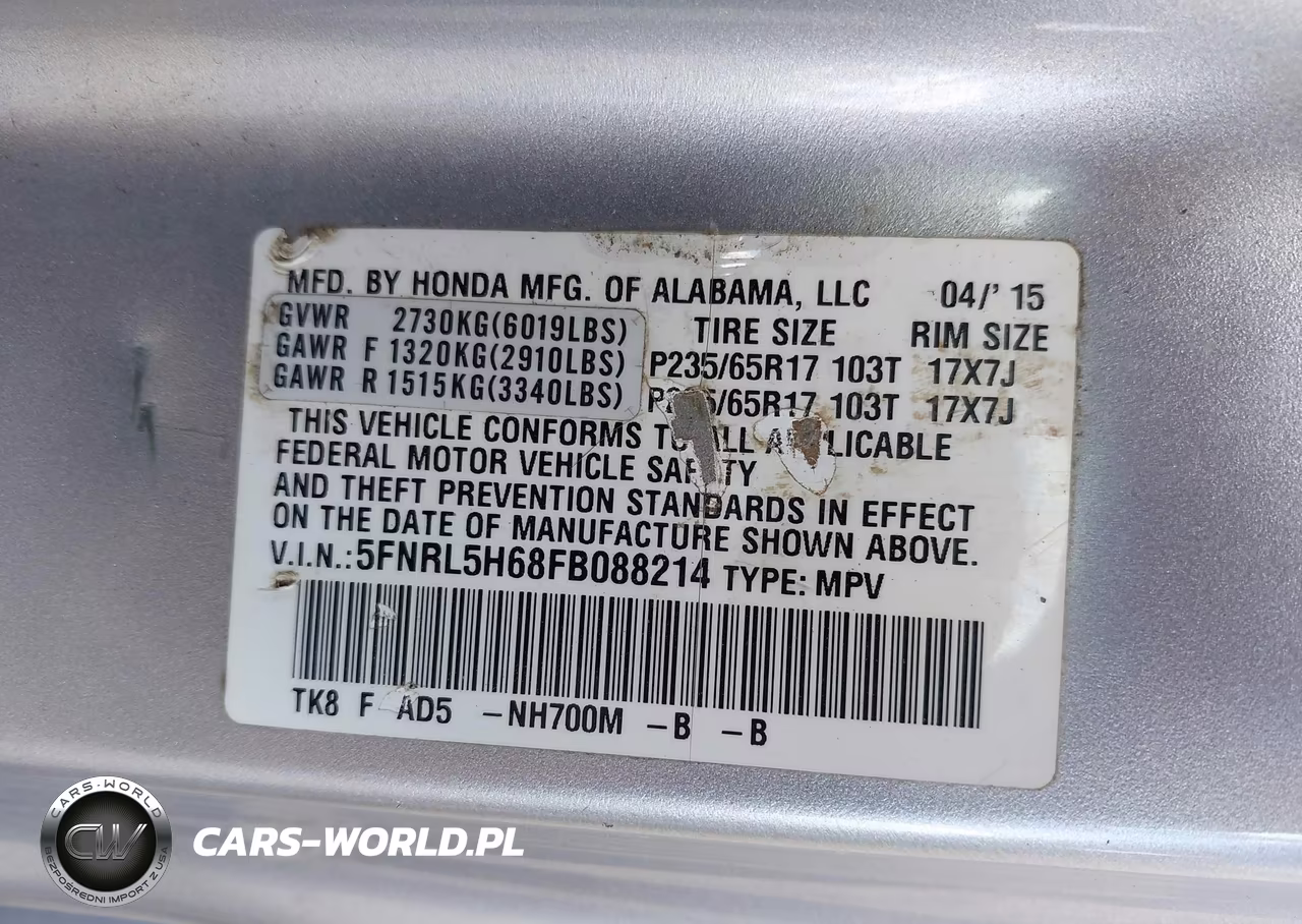 2015 Honda Odyssey Ex-L VIN:5FNRL5H68FB088214 - 9