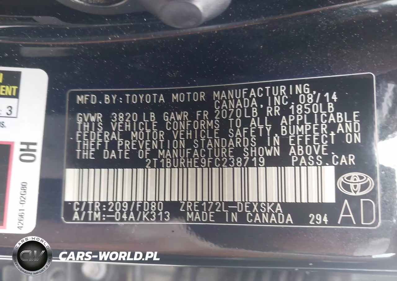 2015 Toyota Corolla S Plus VIN:2T1BURHE9FC238719 - 9