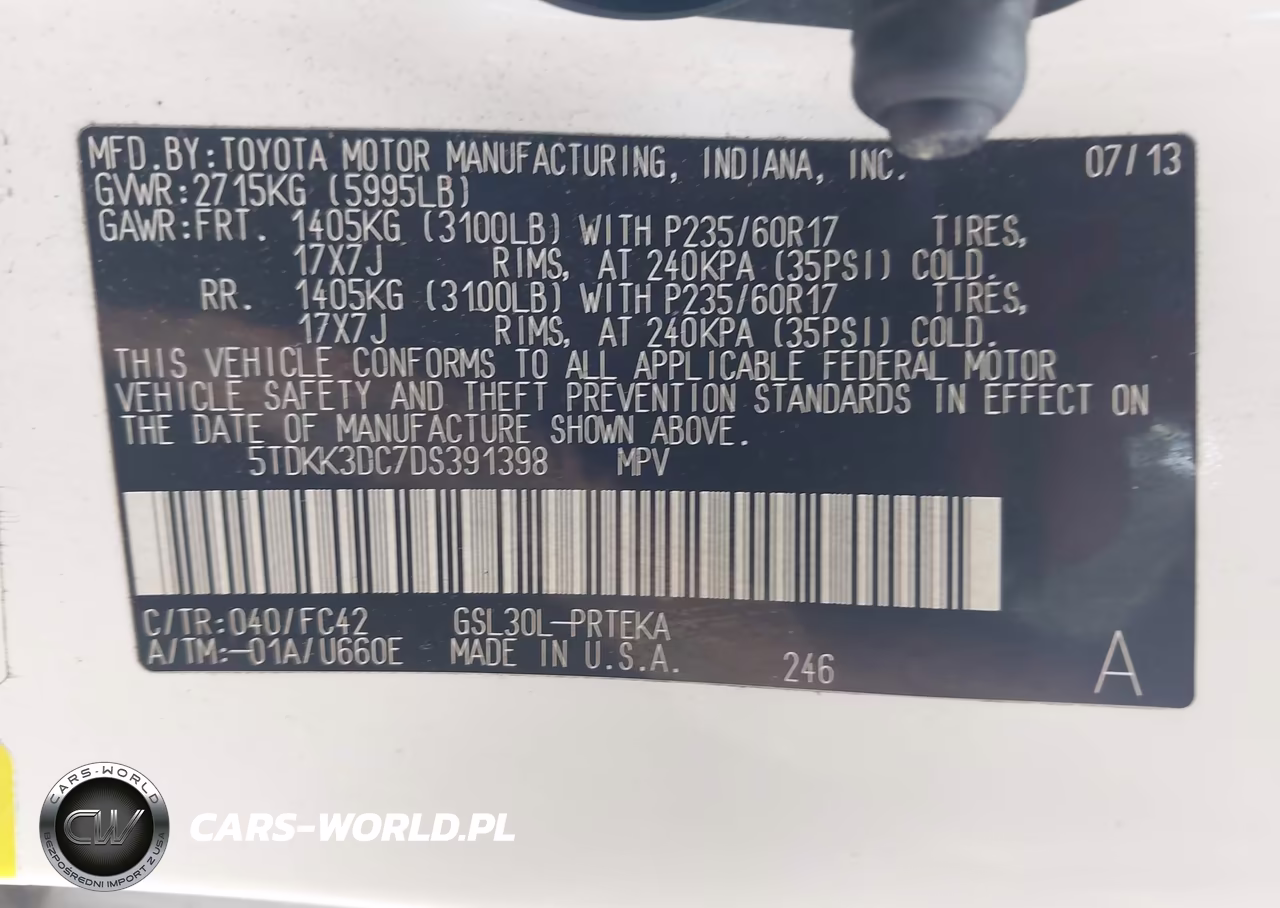 2013 Toyota Sienna Le V6 8 Passenger VIN:5TDKK3DC7DS391398 - 9