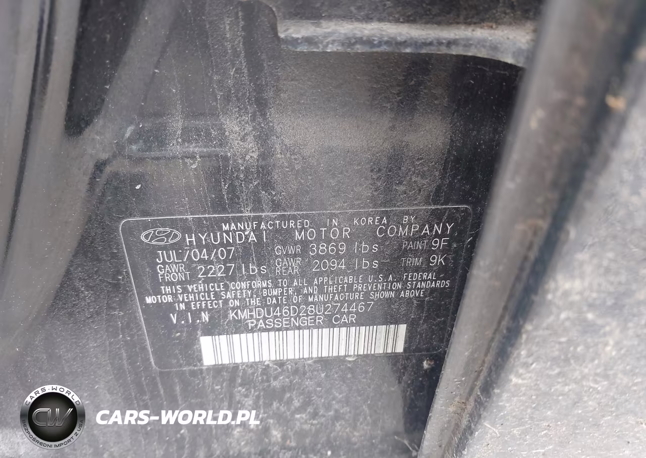 2008 Hyundai Elantra Gls-Se VIN:KMHDU46D28U274467 - 9