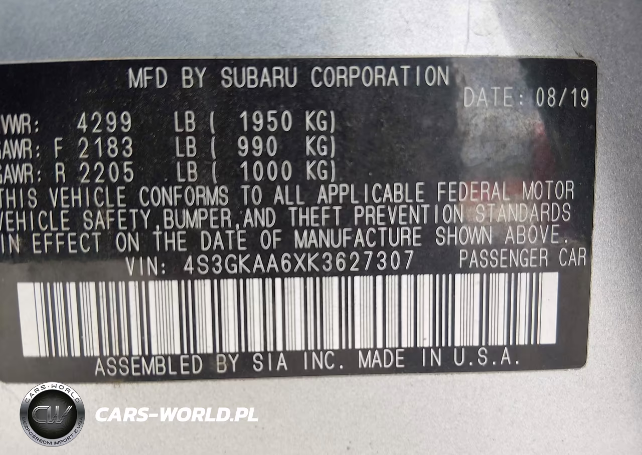 2019 Subaru Impreza 2.0I VIN:4S3GKAA6XK3627307 - 9