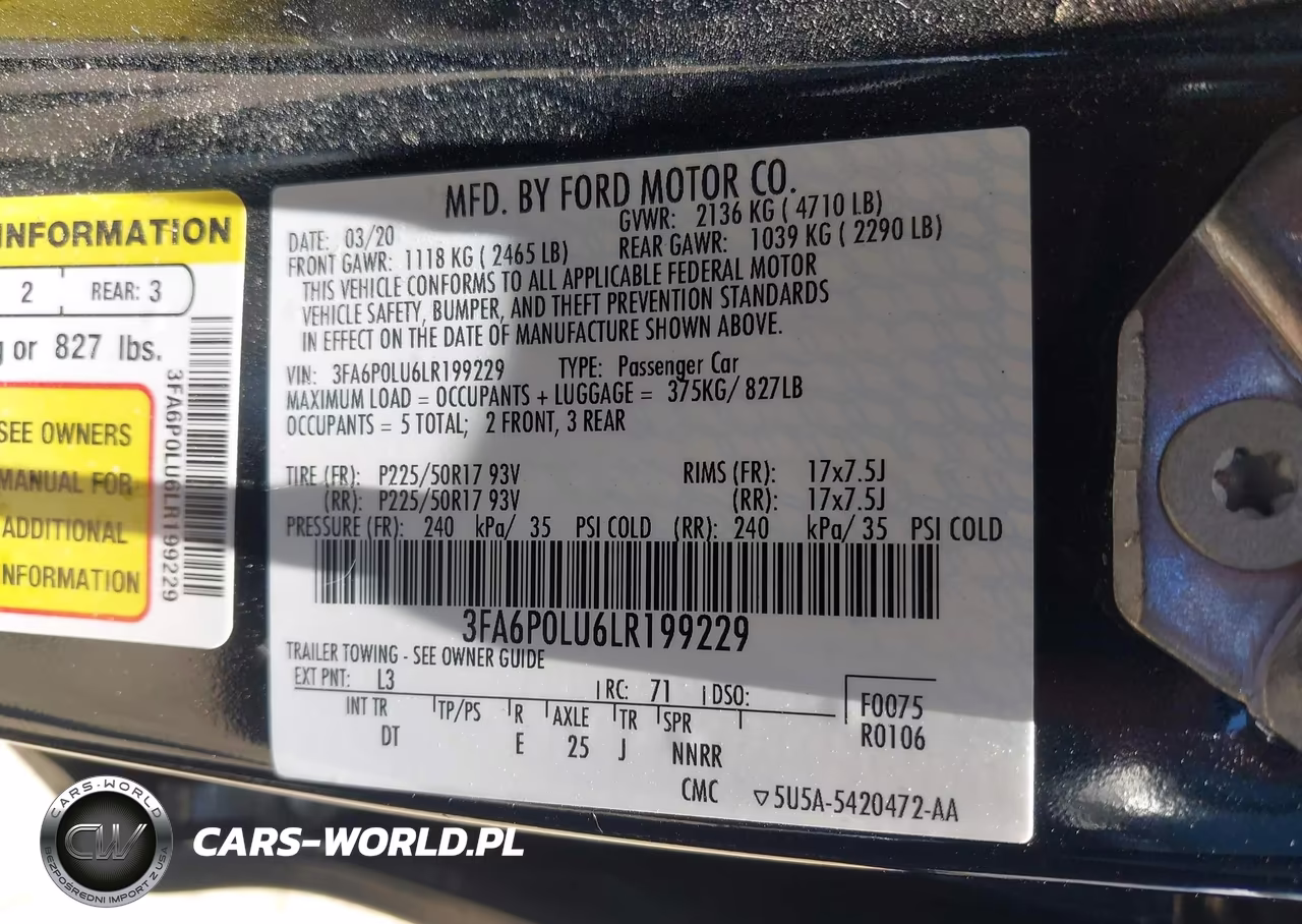 2020 Ford Fusion Hybrid Se VIN:3FA6P0LU6LR199229 - 9