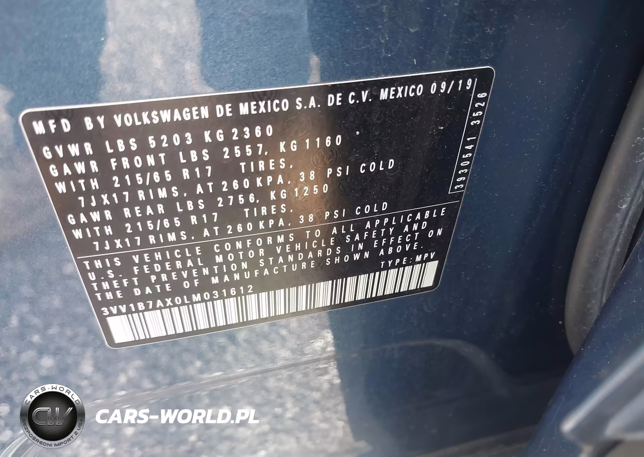 2020 Volkswagen Tiguan 2.0T S VIN:3VV1B7AX0LM031612 - 9
