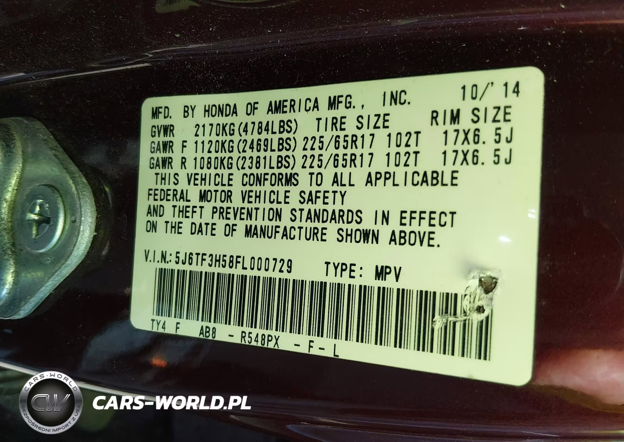 2015 Honda Crosstour Ex-L VIN:5J6TF3H58FL000729 - 9