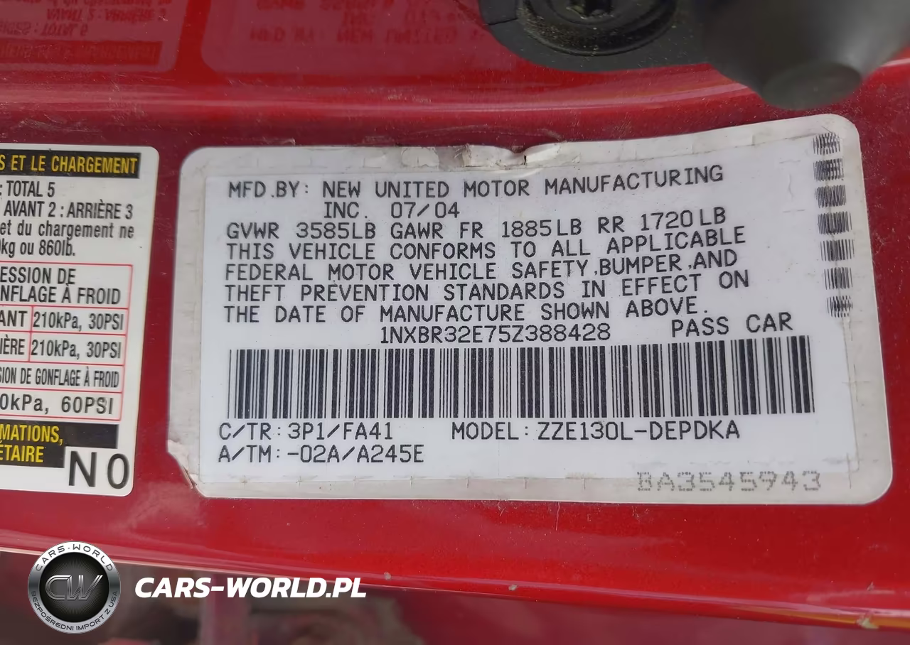 2005 Toyota Corolla Ce VIN:1NXBR32E75Z388428 - 9