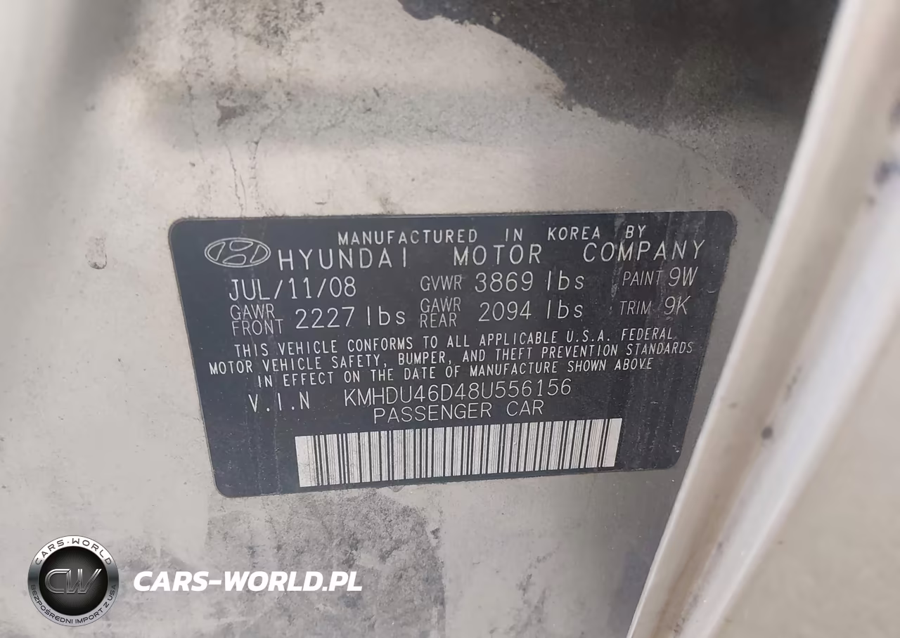 2008 Hyundai Elantra Gls-Se VIN:KMHDU46D48U556156 - 9