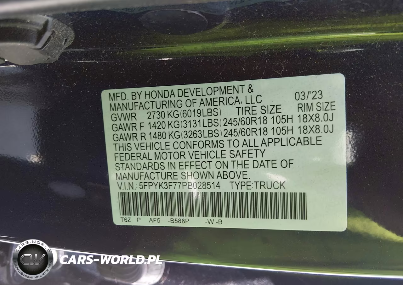 2023 Honda Ridgeline Rtl-E VIN:5FPYK3F77PB028514 - 9