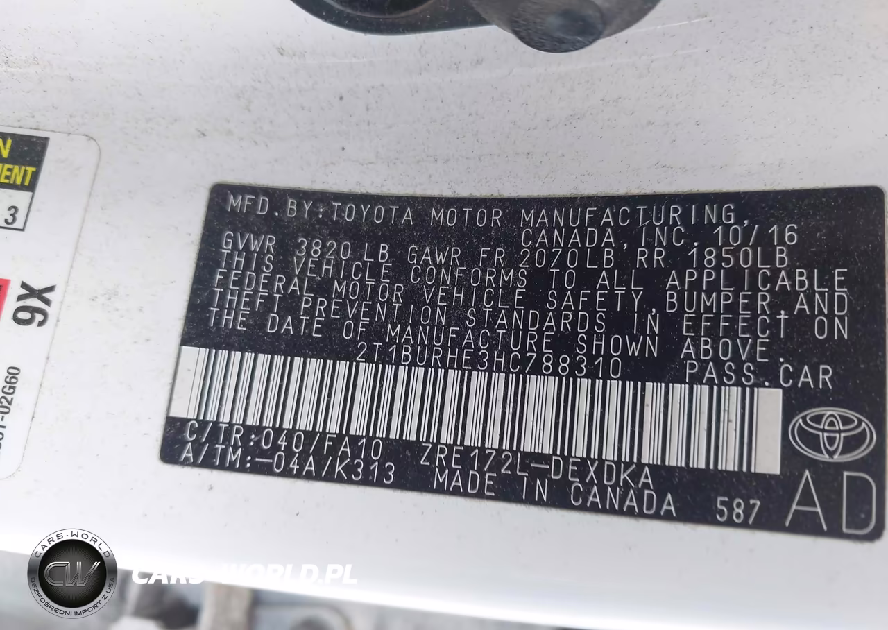 2017 Toyota Corolla L VIN:2T1BURHE3HC788310 - 9