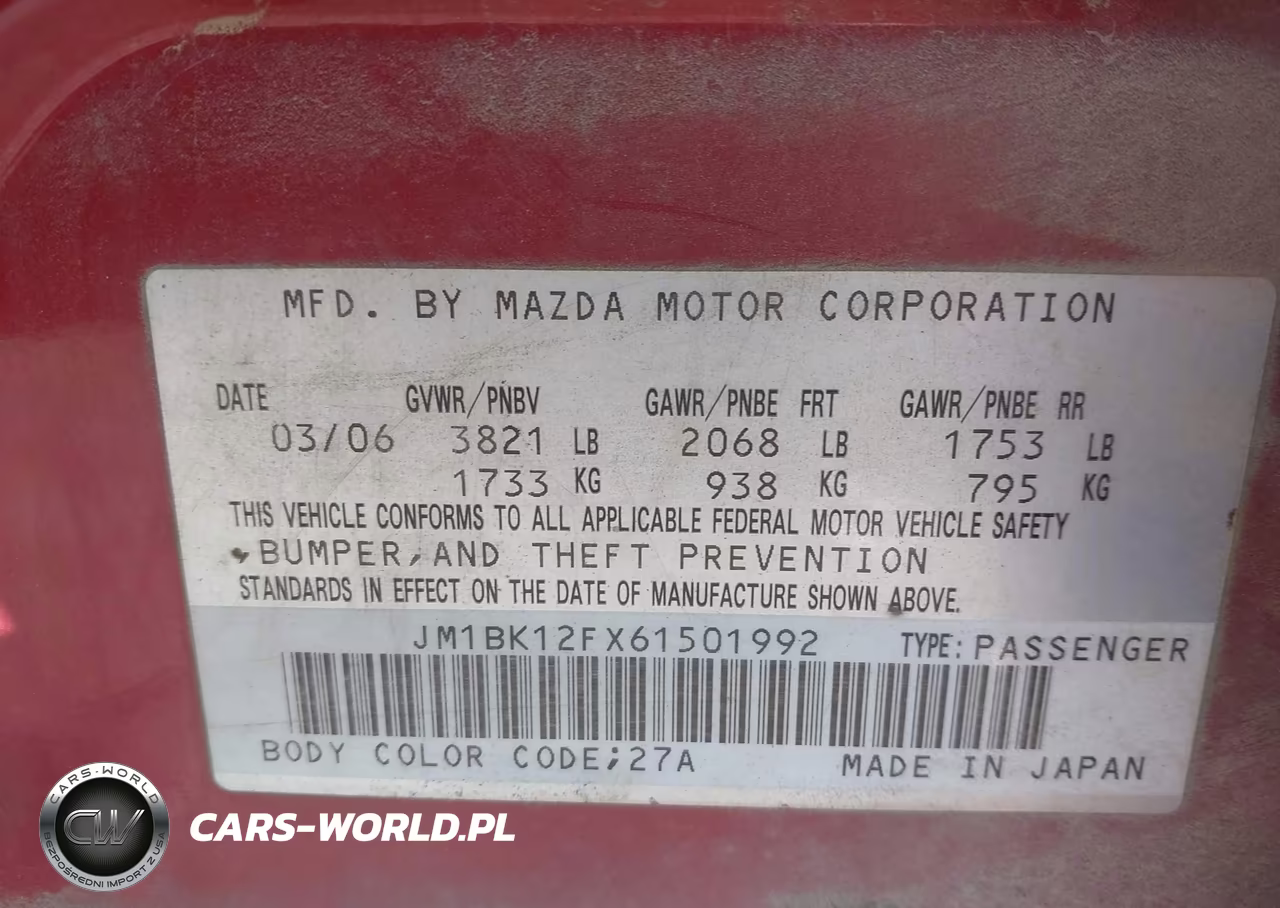 2006 Mazda Mazda3 I Touring VIN:JM1BK12FX61501992 - 9