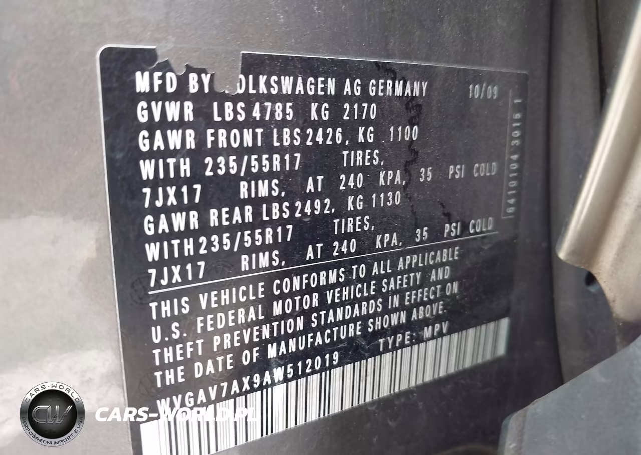 2010 Volkswagen Tiguan S VIN:WVGAV7AX9AW512019 - 9