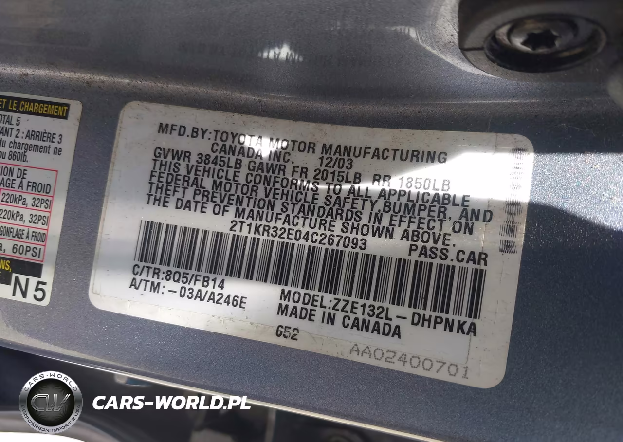 2004 Toyota Matrix Xr VIN:2T1KR32E04C267093 - 9