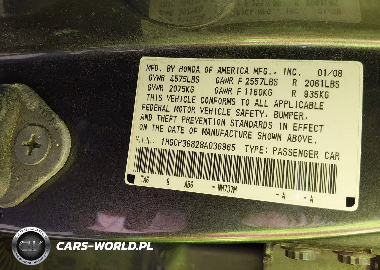 2008 Honda Accord 3.5 Ex-L VIN:1HGCP36828A036965 - 9