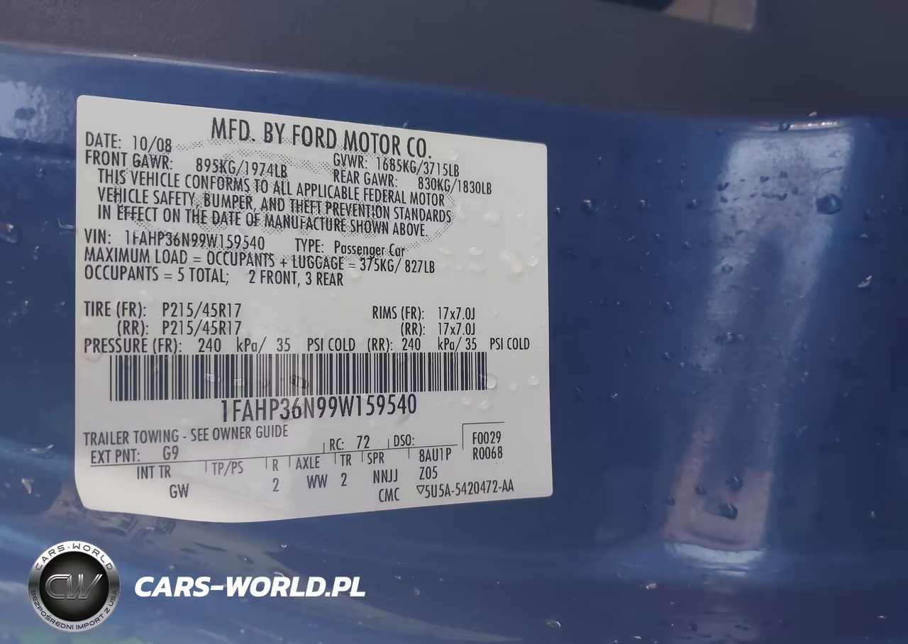 2009 Ford Focus Ses VIN:1FAHP36N99W159540 - 9