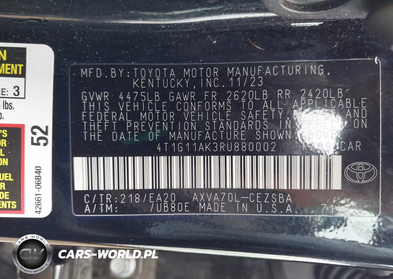 2024 Toyota Camry Se VIN:4T1G11AK3RU880002 - 9