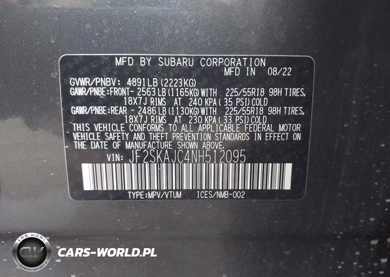 2022 Subaru Forester Sport VIN:JF2SKAJC4NH512095 - 9