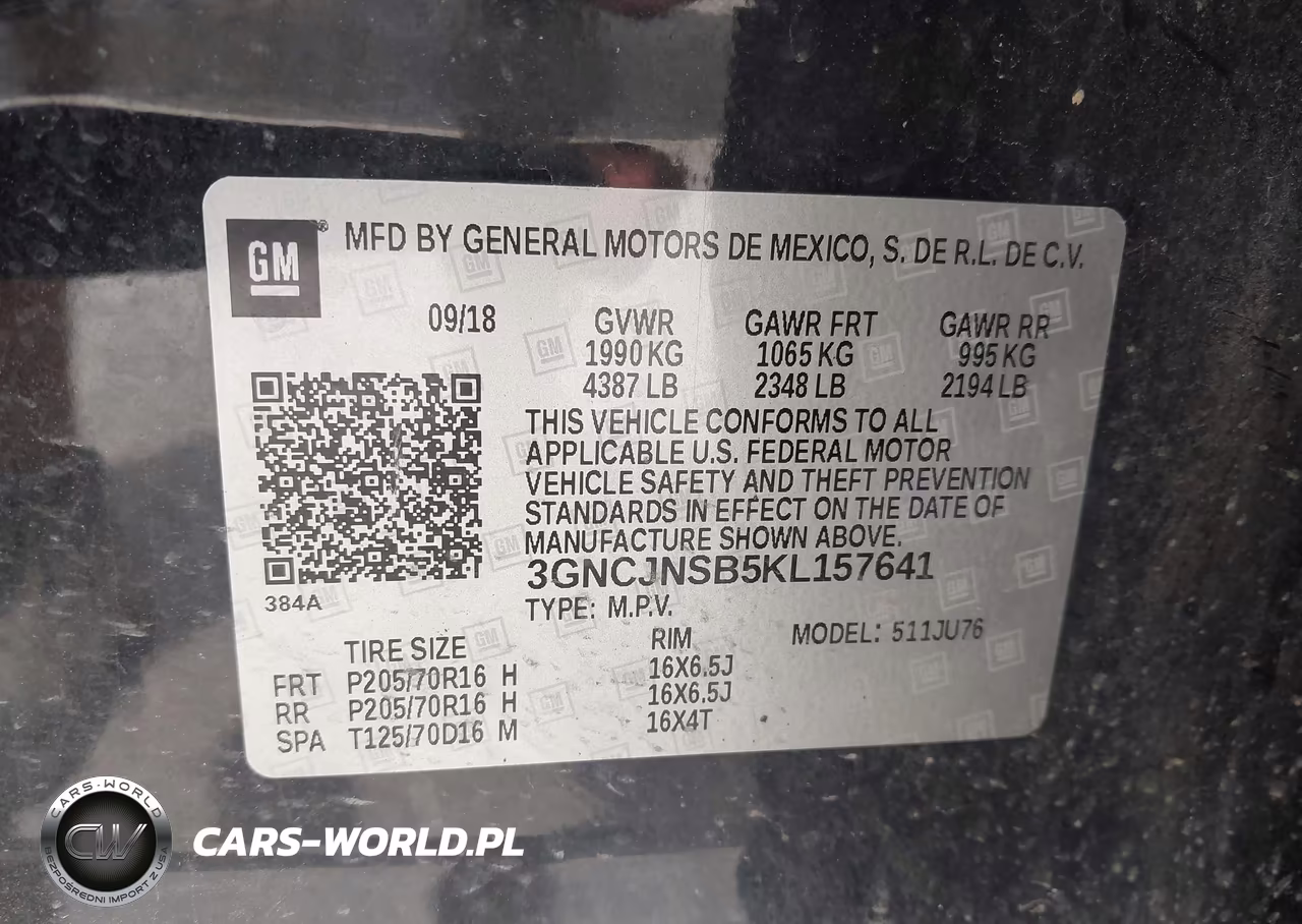 2019 Chevrolet Trax Ls VIN:3GNCJNSB5KL157641 - 9