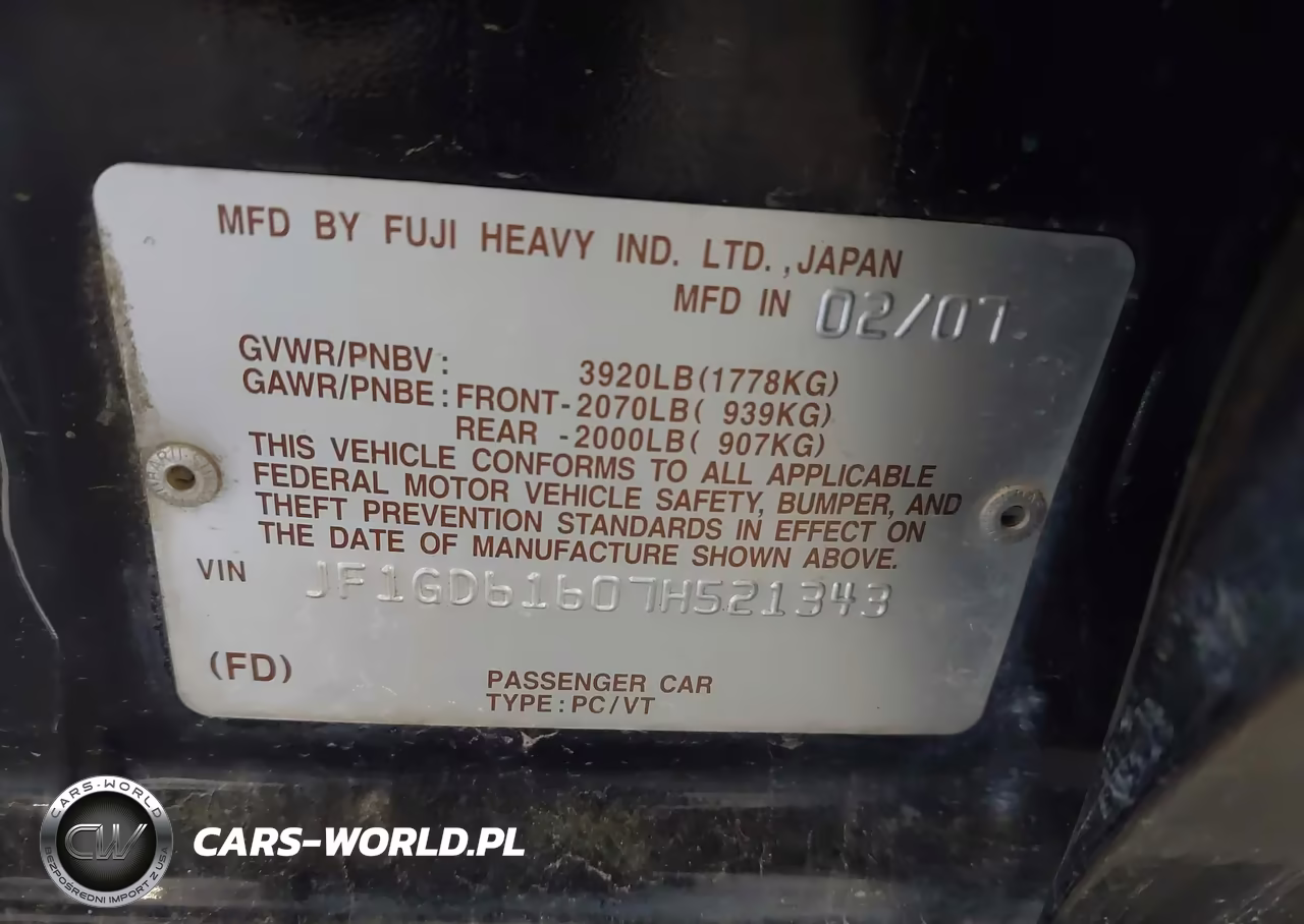 2007 Subaru Impreza 2.5I VIN:JF1GD61607H521343 - 9