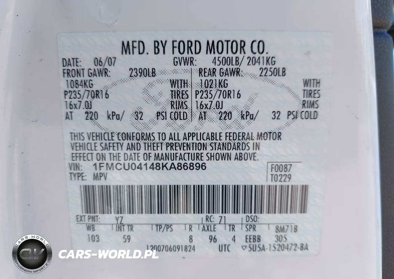 2008 Ford Escape Limited VIN:1FMCU04148KA86896 - 9