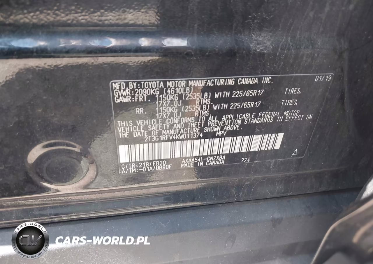 2019 Toyota Rav4 Le VIN:2T3G1RFV4KW011374 - 9