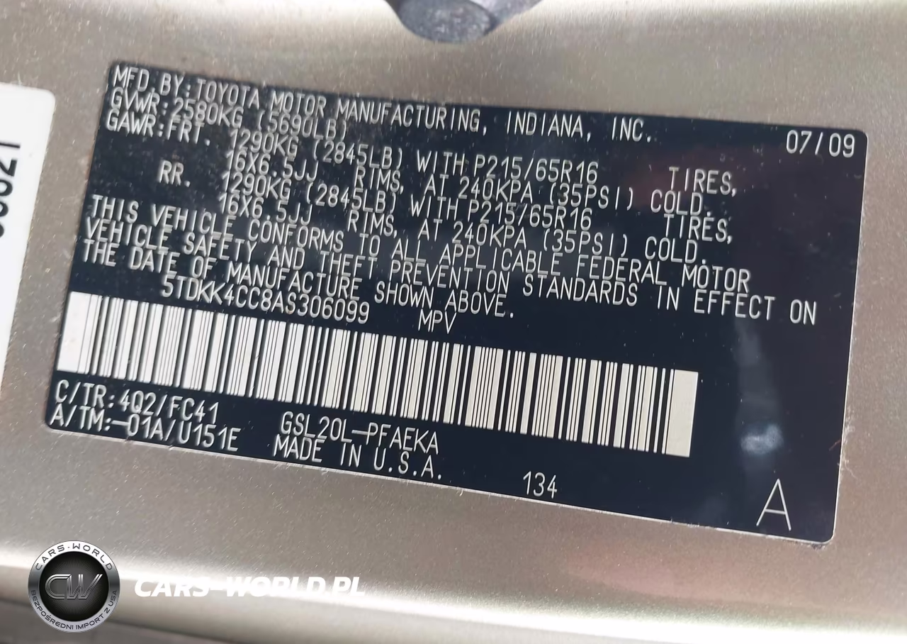 2010 Toyota Sienna Le VIN:5TDKK4CC8AS306099 - 9