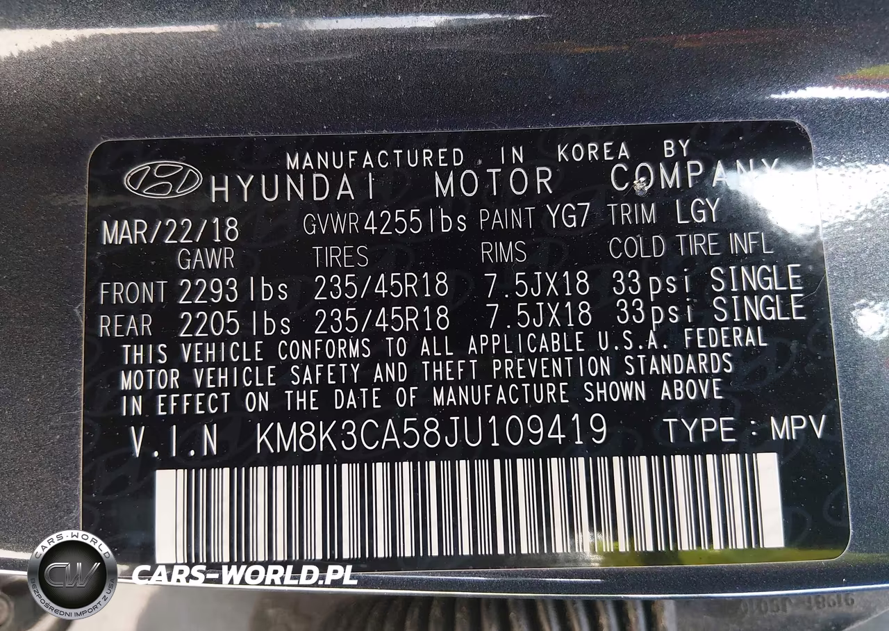 2018 Hyundai Kona Limited VIN:KM8K3CA58JU109419 - 9