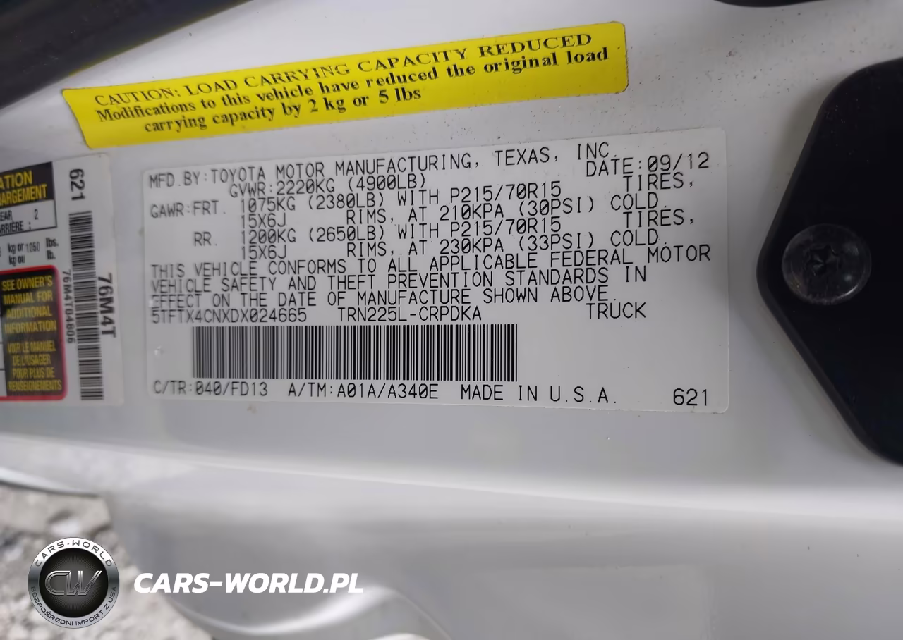 2013 Toyota Tacoma VIN:5TFTX4CNXDX024665 - 9