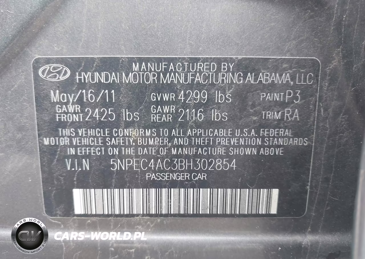 2011 Hyundai Sonata Limited VIN:5NPEC4AC3BH302854 - 9