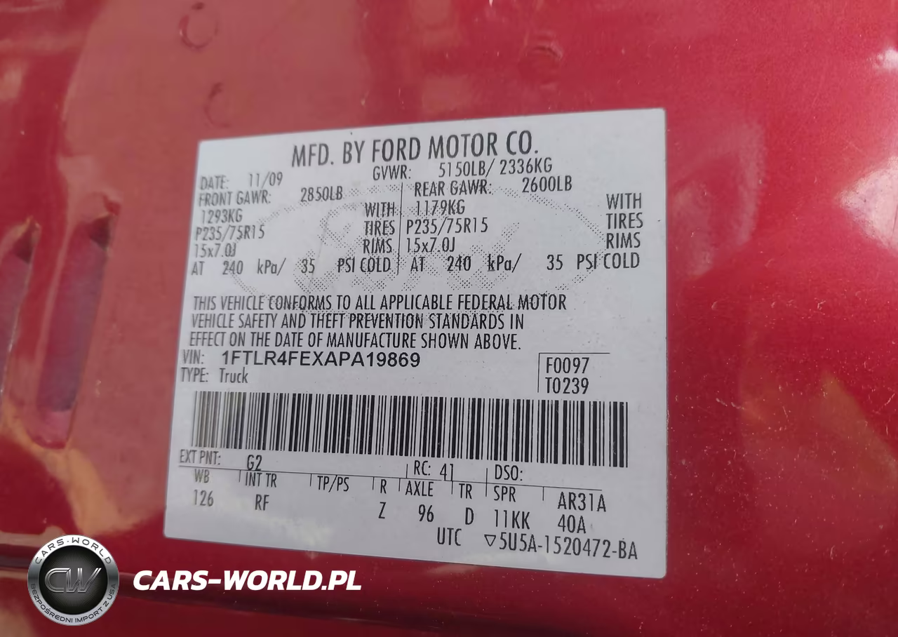 2010 Ford Ranger Sport-Xlt VIN:1FTLR4FEXAPA19869 - 9