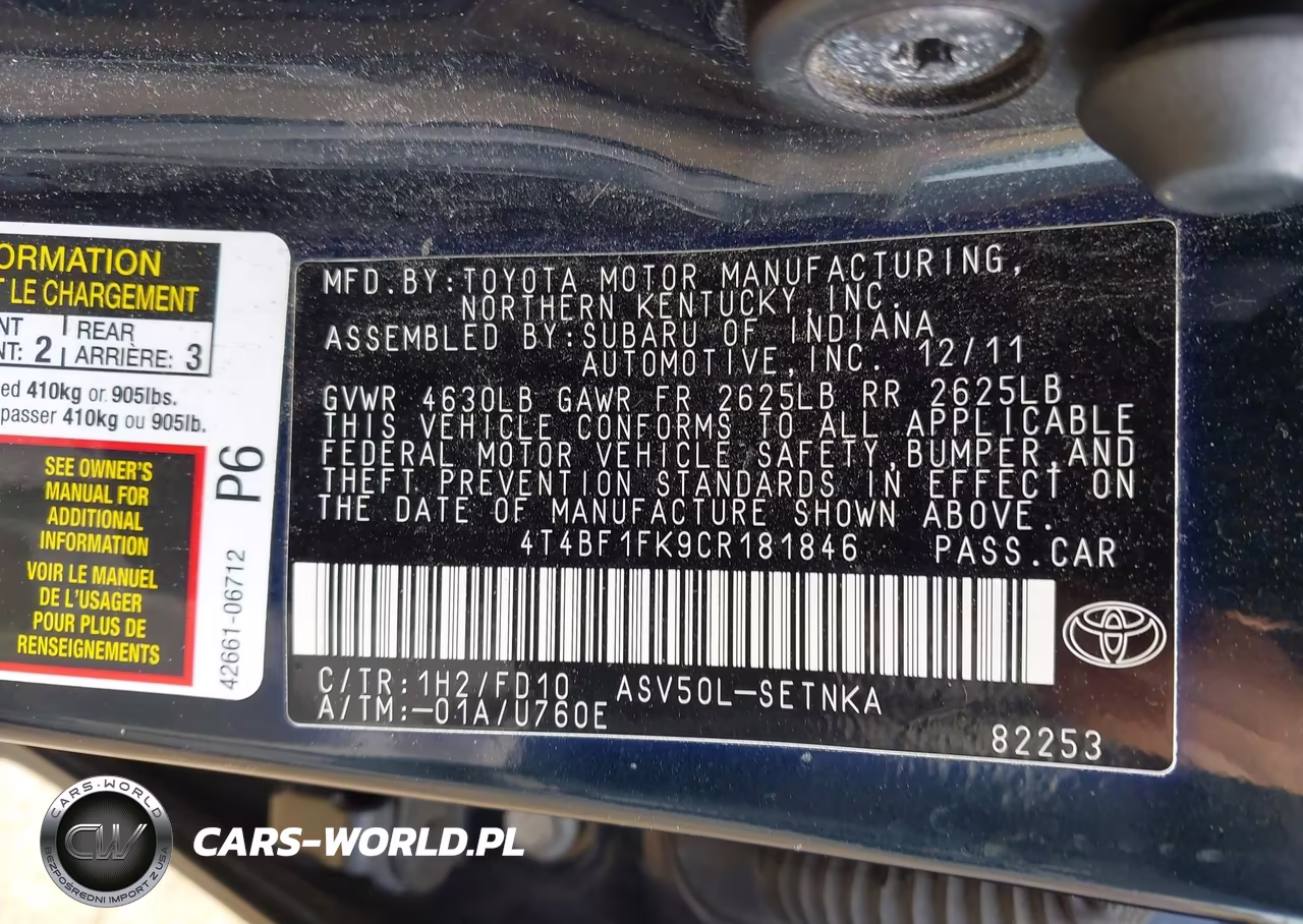 2012 Toyota Camry Le VIN:4T4BF1FK9CR181846 - 9
