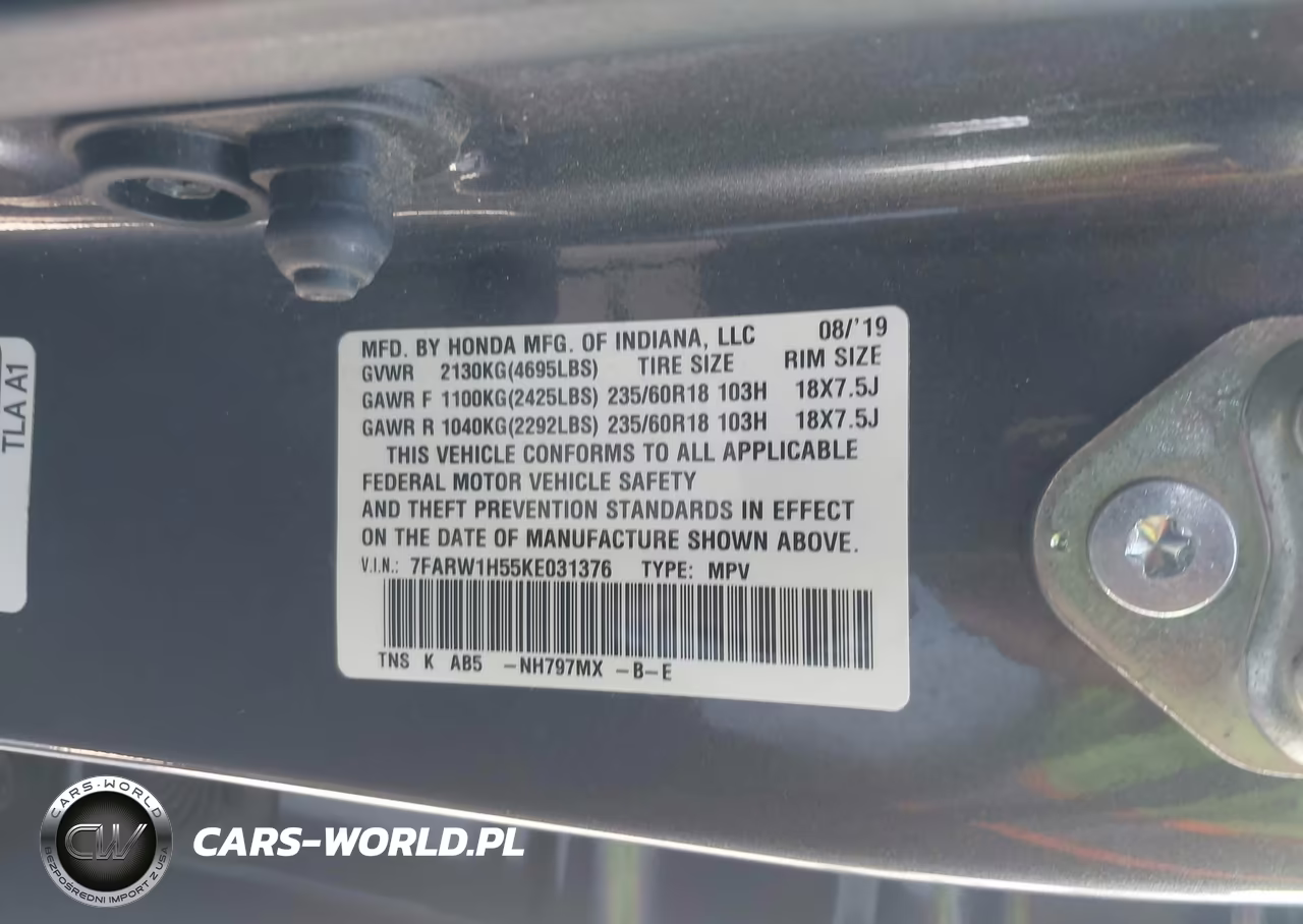 2019 HONDA CR-V EX VIN:7FARW1H55KE031376 - 9
