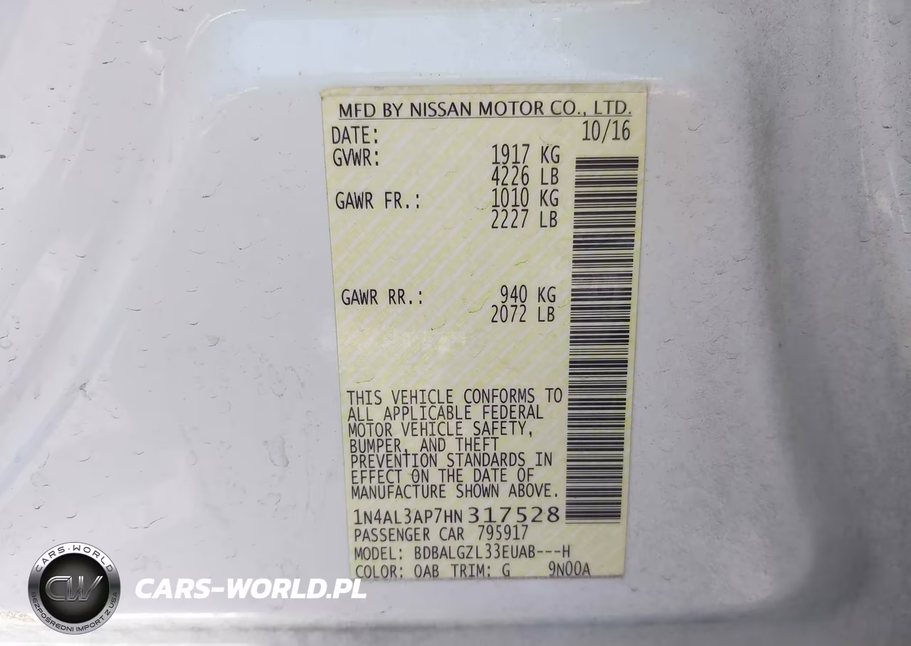 2017 Nissan Altima 2.5 S VIN:1N4AL3AP7HN317528 - 9