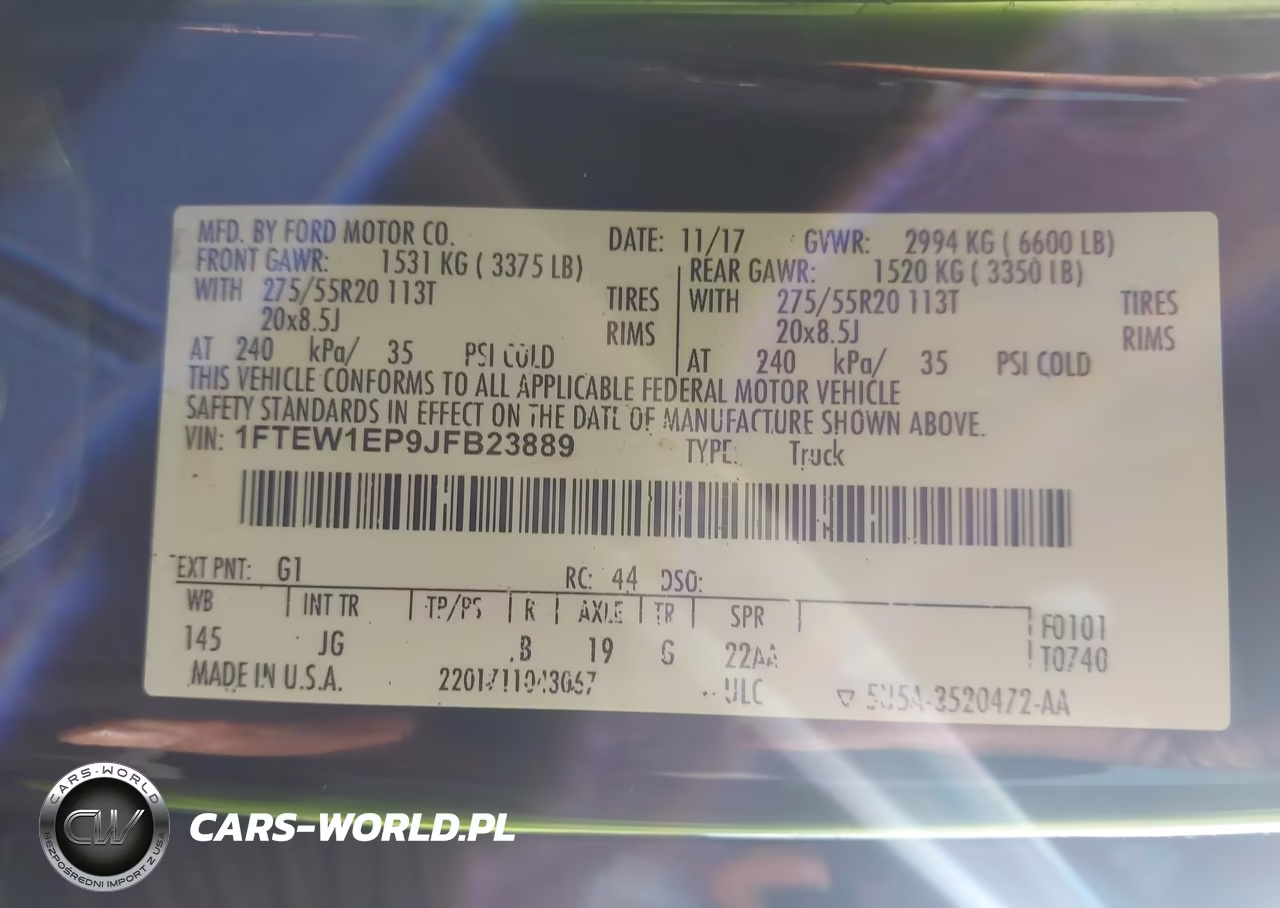 2018 Ford F-150 Xl VIN:1FTEW1EP9JFB23889 - 9