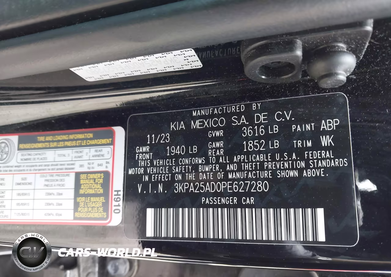 2023 Kia Rio 5-Door S VIN:3KPA25AD0PE627280 - 9