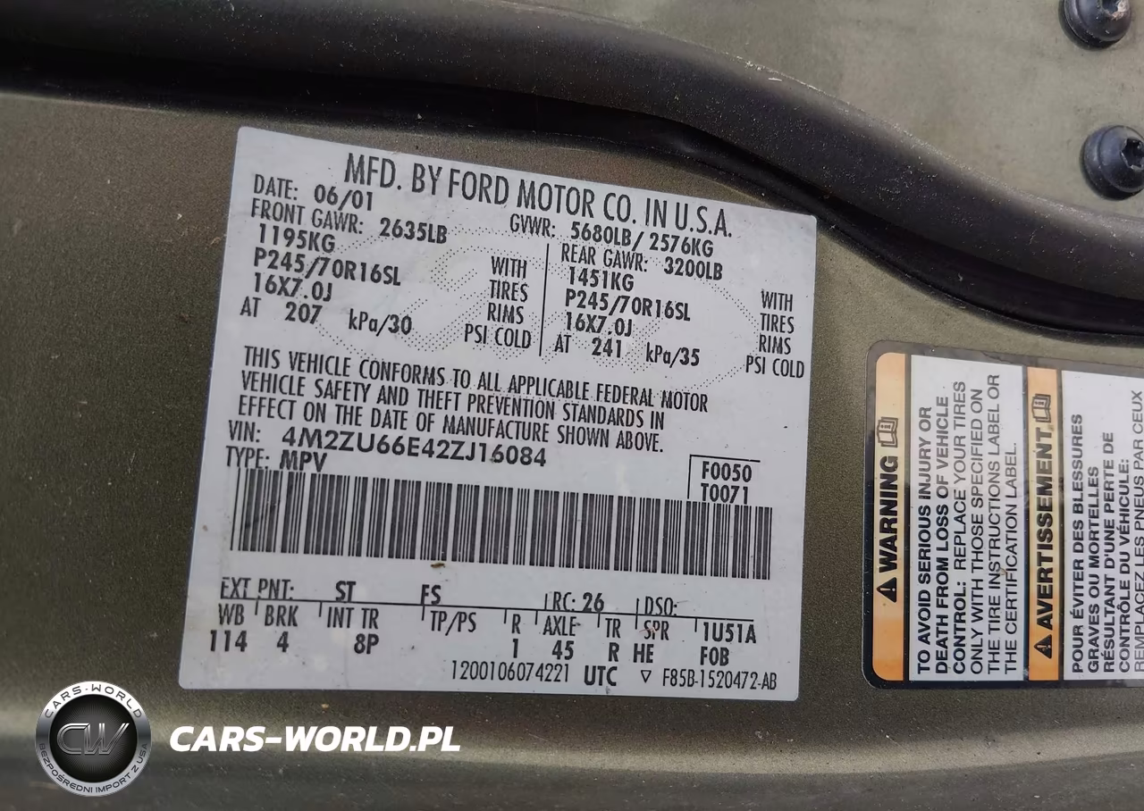 2002 Mercury Mountaineer VIN:4M2ZU66E42ZJ16084 - 9